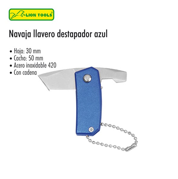 NAVAJA LLAVERO DESTAPADOR AZUL