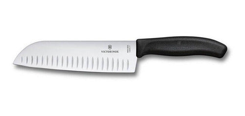 CUCHILLO SANTOKU TROQUELADO NEGRO